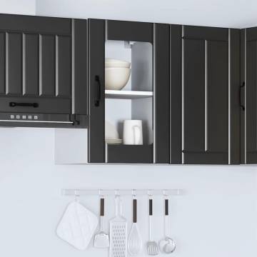 Kitchen Wall Cabinet with Glass Door Lucca Black - Hipo Market