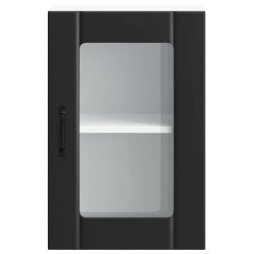 Kitchen Wall Cabinet with Glass Door Lucca Black - Hipo Market