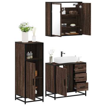 3 Piece Brown Oak Bathroom Furniture Set | Stylish & Durable