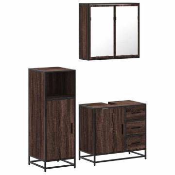 3 Piece Brown Oak Bathroom Furniture Set | Stylish & Durable