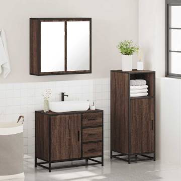 3 Piece Brown Oak Bathroom Furniture Set | Stylish & Durable