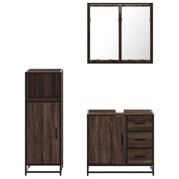 3 Piece Brown Oak Bathroom Furniture Set | Stylish & Durable