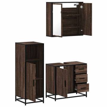 3 Piece Brown Oak Bathroom Furniture Set | Stylish & Durable