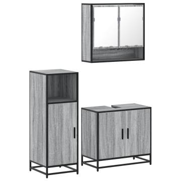 3 Piece Grey Sonoma Bathroom Furniture Set - Stylish & Durable