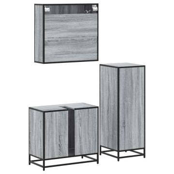 3 Piece Grey Sonoma Bathroom Furniture Set - Stylish & Durable