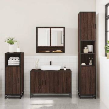 3 Piece Bathroom Furniture Set - Brown Oak Engineered Wood