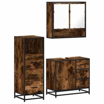 3 Piece Bathroom Furniture Set - Smoked Oak Stylish Design