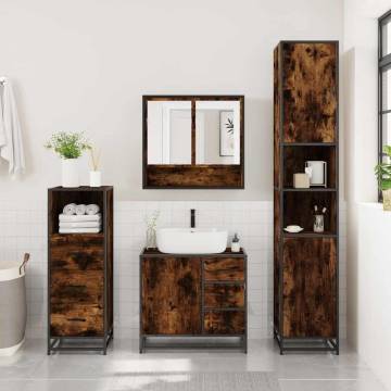 3 Piece Bathroom Furniture Set - Smoked Oak Stylish Design