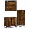 3 Piece Bathroom Furniture Set - Smoked Oak Stylish Design