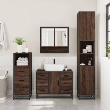 4 Piece Bathroom Furniture Set - Brown Oak Engineered Wood