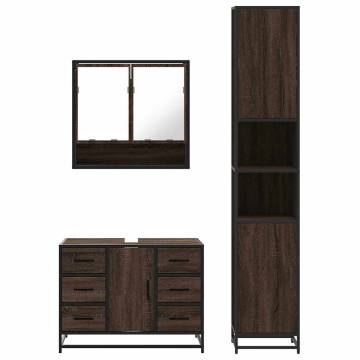 4 Piece Bathroom Furniture Set - Brown Oak Engineered Wood