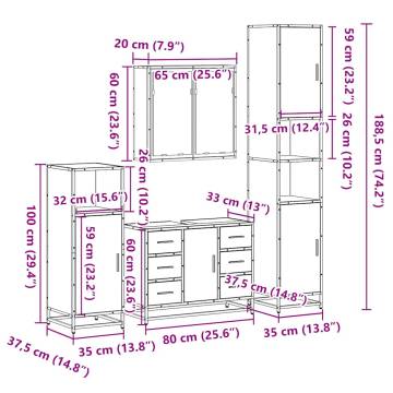 4 Piece Bathroom Furniture Set - Brown Oak Engineered Wood