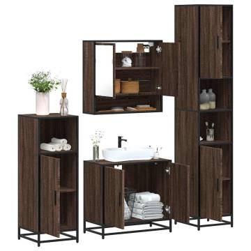 4 Piece Bathroom Furniture Set - Brown Oak Engineered Wood