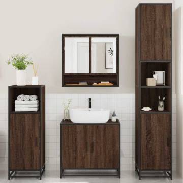 4 Piece Bathroom Furniture Set - Brown Oak Engineered Wood