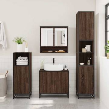 4 Piece Bathroom Furniture Set - Brown Oak Engineered Wood