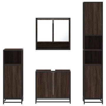 4 Piece Bathroom Furniture Set - Brown Oak Engineered Wood