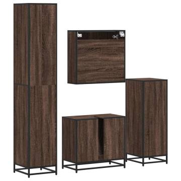 4 Piece Bathroom Furniture Set - Brown Oak Engineered Wood