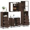  4 Piece Bathroom Furniture Set Brown Oak Engineered Wood Colour brown oak Number of 1 