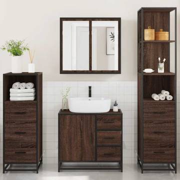 4 Piece Bathroom Furniture Set - Brown Oak Engineered Wood