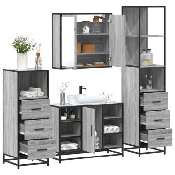 Stylish 4 Piece Bathroom Furniture Set - Grey Sonoma Wood