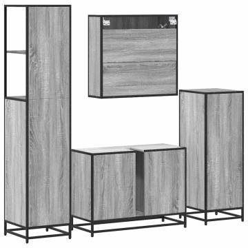 Stylish 4 Piece Bathroom Furniture Set - Grey Sonoma Wood