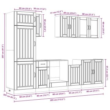 8 Piece Kitchen Cabinet Set - Kalmar Sonoma Oak | Hipo Market