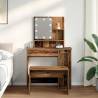 Trendy LED Dressing Table Set in Old Wood - HipoMarket