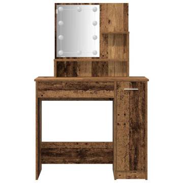 Trendy LED Dressing Table Set in Old Wood - HipoMarket