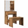  Dressing Table Set with LED Old Wood Engineered Wood Colour old wood Size 60 x 40 x 140 cm Quantity in Package 1 