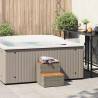 Durable Hot Tub Step - Grey Poly Rattan & Acacia 50x50x50.5 cm