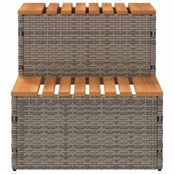 Durable Hot Tub Step - Grey Poly Rattan & Acacia 50x50x50.5 cm