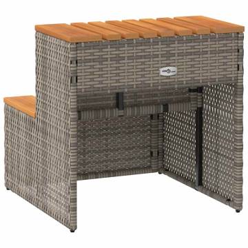 Durable Hot Tub Step - Grey Poly Rattan & Acacia 50x50x50.5 cm