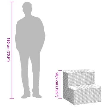 Durable Hot Tub Step - Grey Poly Rattan & Acacia 50x50x50.5 cm