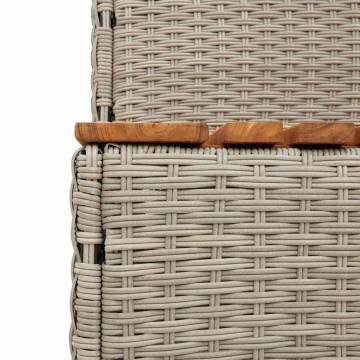 Hot Tub Step Light Grey - Durable Poly Rattan & Acacia | HipoMarket