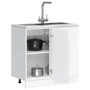 Sink Base Cabinet Lucca - High Gloss White Storage Solution