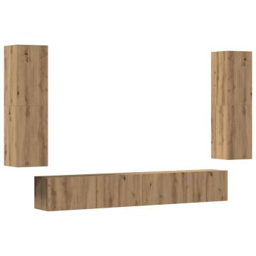 Stylish Wall Mounted TV Cabinets - Artisan Oak - 4 pcs