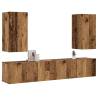 Stylish Wall Mounted TV Cabinets - 4 pcs Old Wood Finish