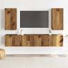 Stylish Wall Mounted TV Cabinets - 4 pcs Old Wood Finish