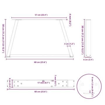 V-Shape Dining Table Legs - Anthracite Steel (2 pcs) | HipoMarket