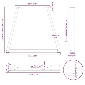 V-Shape Dining Table Legs - Natural Steel | Durable & Modern Design