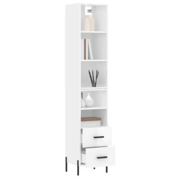 Stylish Highboard High Gloss White - 34.5x34x180 cm