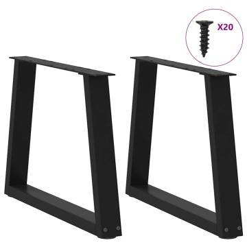 V-Shape Dining Table Legs - Black Steel (2 pcs) | Hipo Market