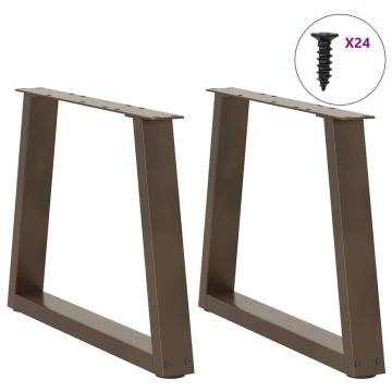 V-Shape Dining Table Legs - Natural Steel 60x(42-43.3) cm