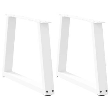 V-Shape Dining Table Legs - White Steel - Set of 2 - 70x(42-43.3)cm