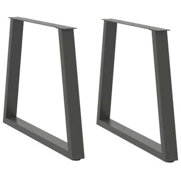 V-Shape Dining Table Legs - Anthracite Steel - 2 Pcs