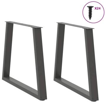 V-Shape Dining Table Legs - Anthracite Steel - 2 Pcs