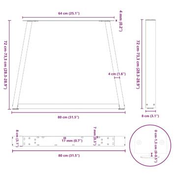 V-Shape Dining Table Legs - Anthracite Steel - 2 Pcs