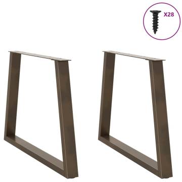 V-Shape Dining Table Legs - 2 pcs Natural Steel 100x(72-73.3) cm