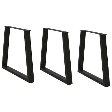 V-Shape Dining Table Legs - Black Steel | 3 pcs 80x(72-73.3) cm