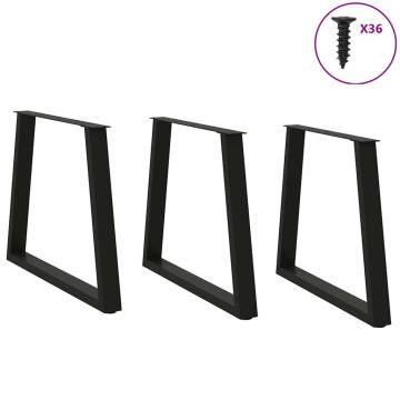 V-Shape Dining Table Legs - Black Steel | 3 pcs 80x(72-73.3) cm